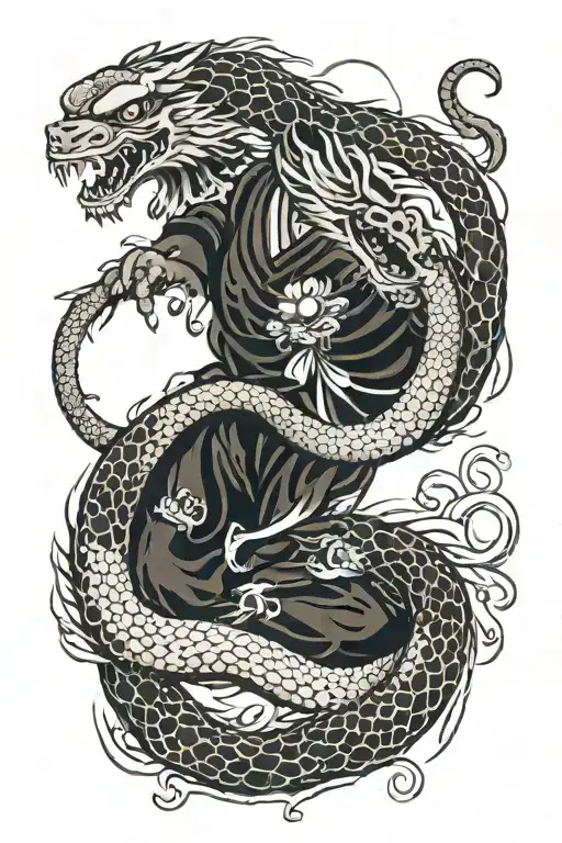 Demon Tengu And Snake