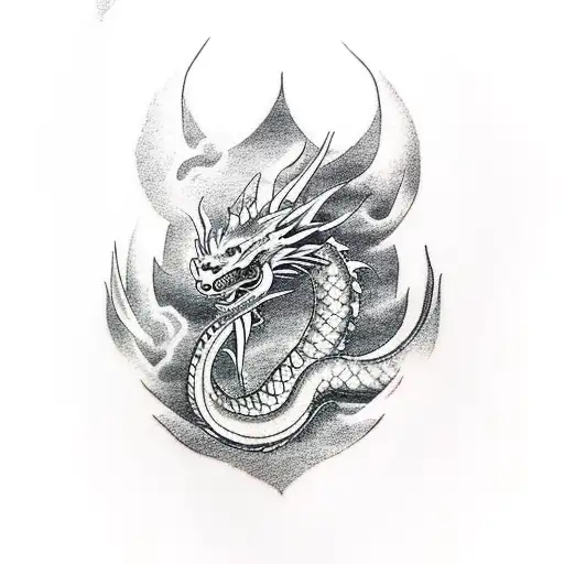Dragon Emerging From A Swirling Tornado