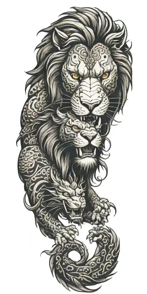 Lion And Dragon Wrapped