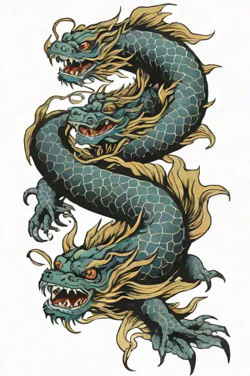 Japanese Dragon And Koi Fish