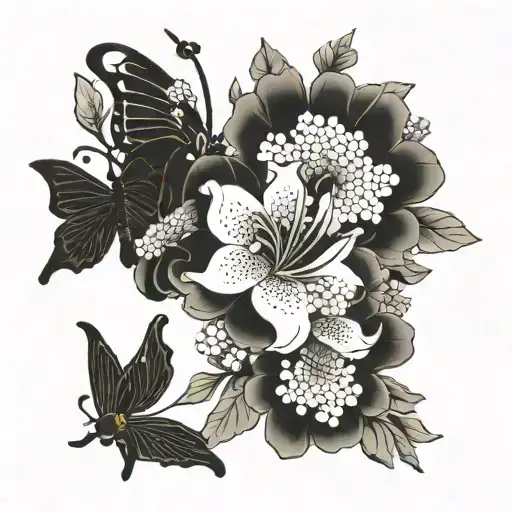 Flower And Butter Fly