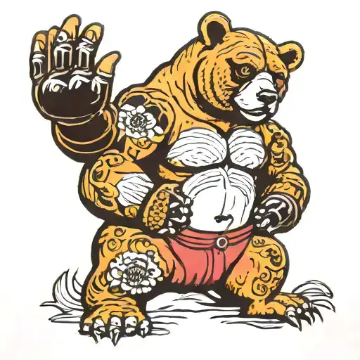 Bear Boxer In Gloves
