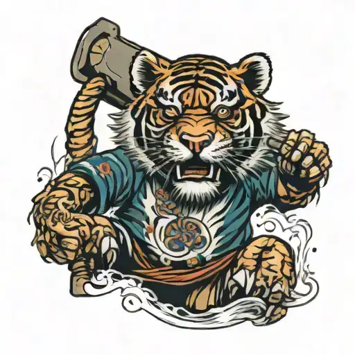 A Tiger With A Hammer Of Justice
