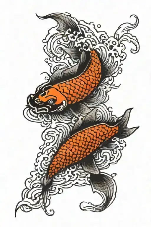 Koi Fish Swim Up A Waterfall And Turn Into A Dragon