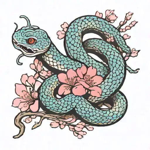 Japan Cherry Blossom Snake Fuji Tranquil Peaceful