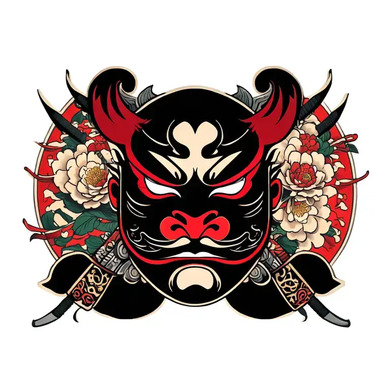 Tatto Oni Mask Katana