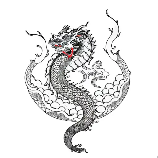 Dragon With Koi
