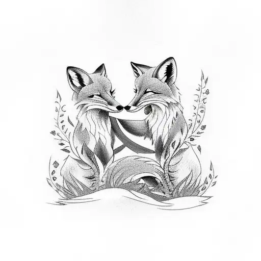 Two Foxes Dancing In The Forest