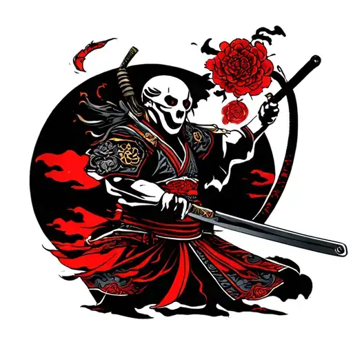 Ghost Samurai Warrior Wielding