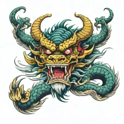 Chinese Dragon With Skulls