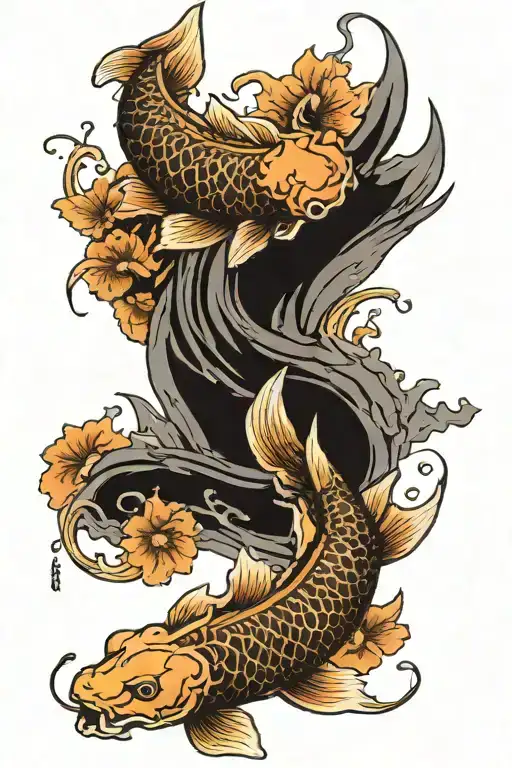 Koi Fish And Dragon Wrapped