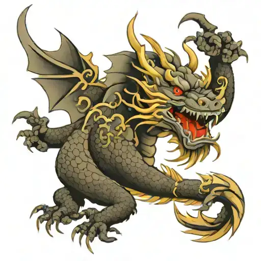 Japan Dragon Wrapping Black Grey Style