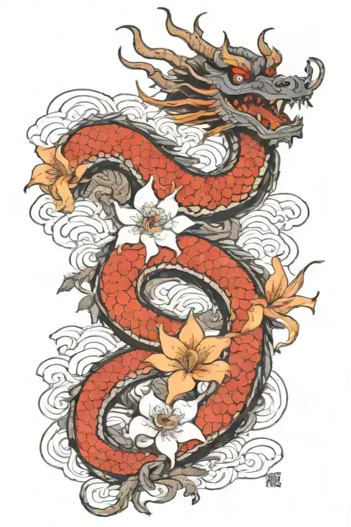 Dragon And Flower Japanese