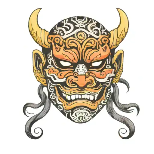 Mask To Show Japanes Oni Mask Pierced