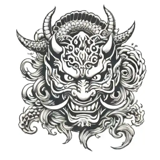 Mask To Show And Drago Giapponese Intrecciato