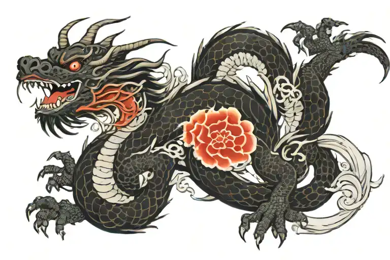 Black Japan Dragon Without Wings