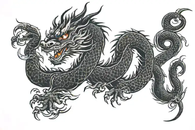 Black Japan Dragon Without Wings