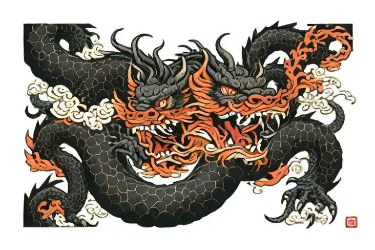 Black Japan Dragon Without Wings