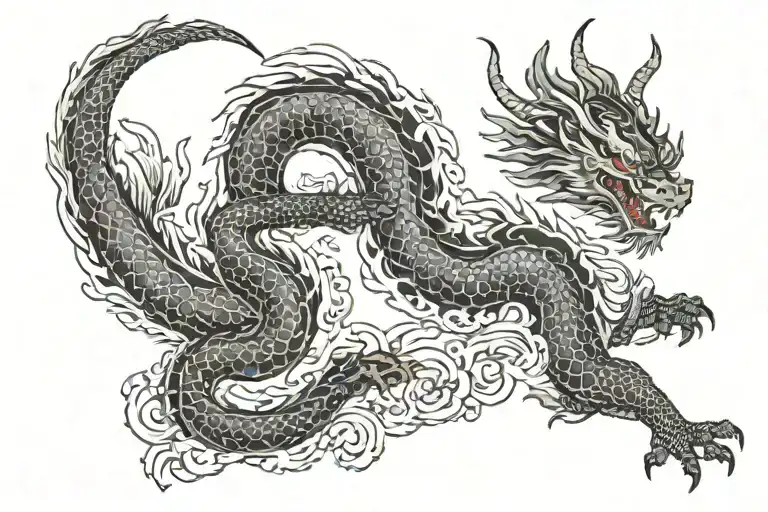 Black Japan Dragon Without Wings