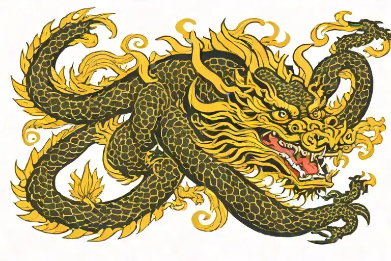 Black Japan Dragon Without Wings