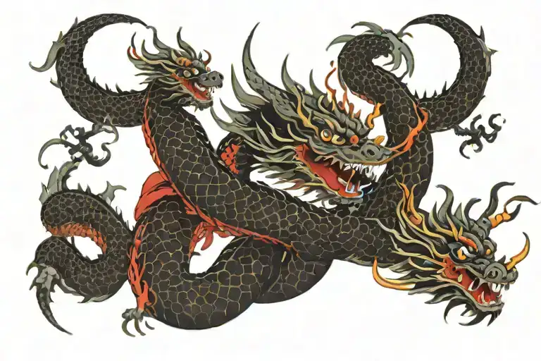 Black Japan Dragon Without Wings