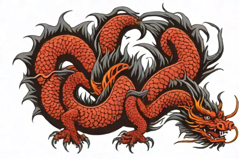 Black Japan Dragon Without Wings