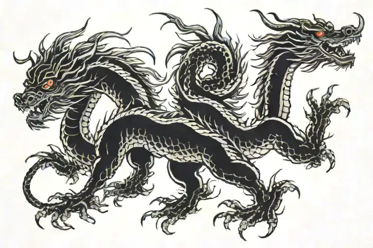 Full Black Japan Dragon Without Wings