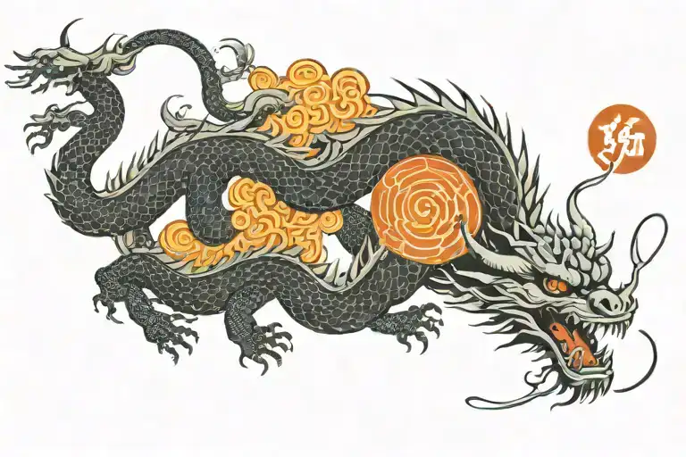 Full Black Japan Dragon Without Wings