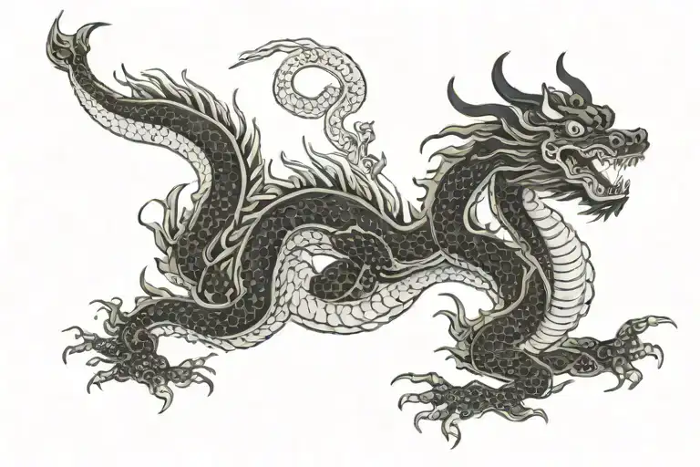Black Japan Dragon With Normal Eyes And Without Wings