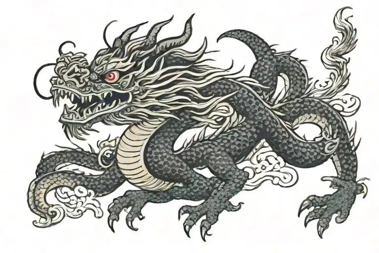 Black Japan Dragon Without Wings