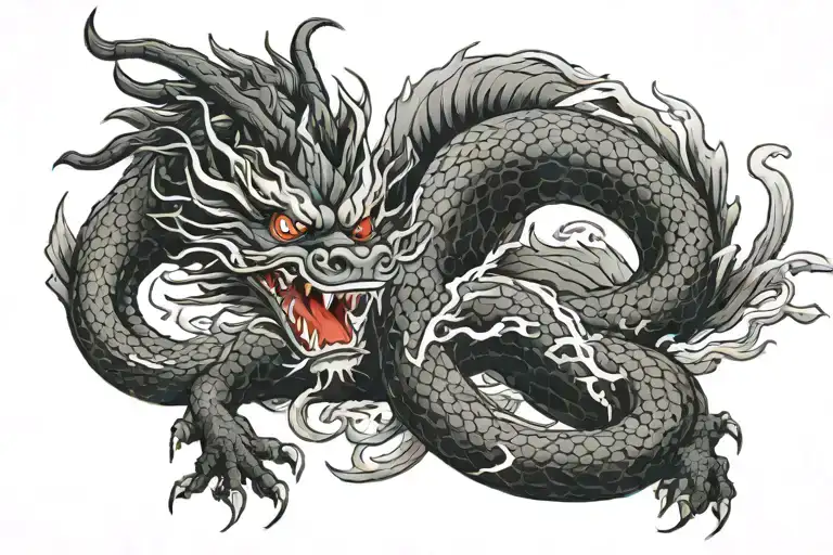 Black Japan Dragon Without Wings