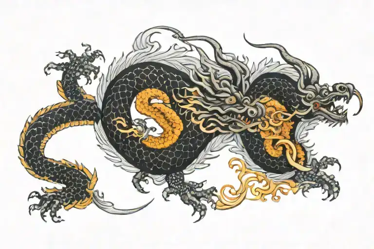 Black Japan Dragon Without Wings