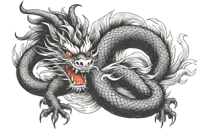 Black Japan Dragon Without Wings