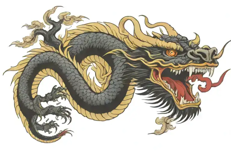 Black Japan Dragon Without Wings