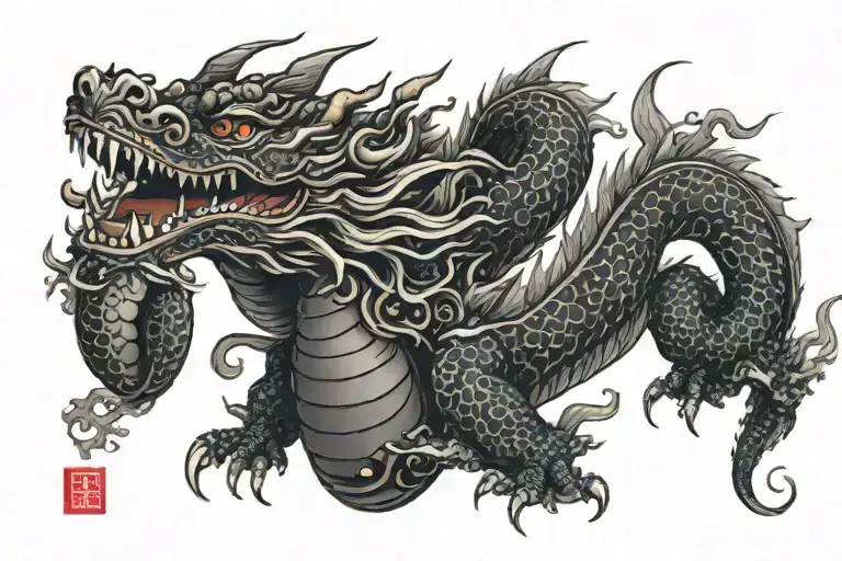 Black Japan Dragon Without Wings
