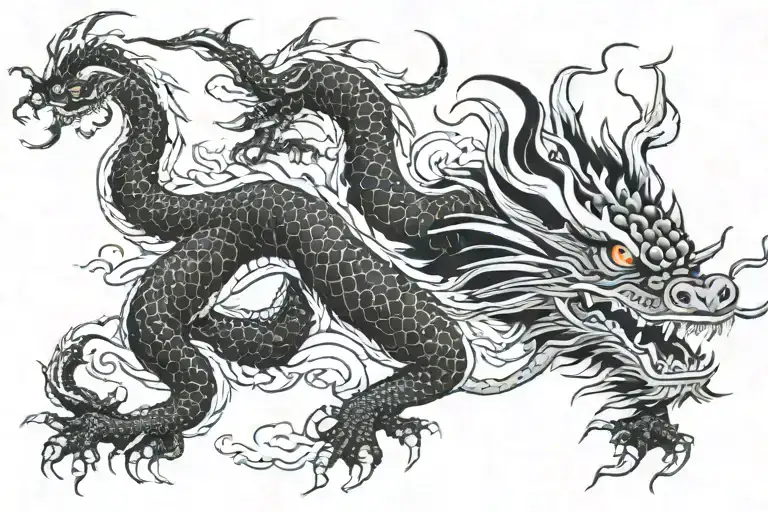 Black Japan Dragon Without Wings