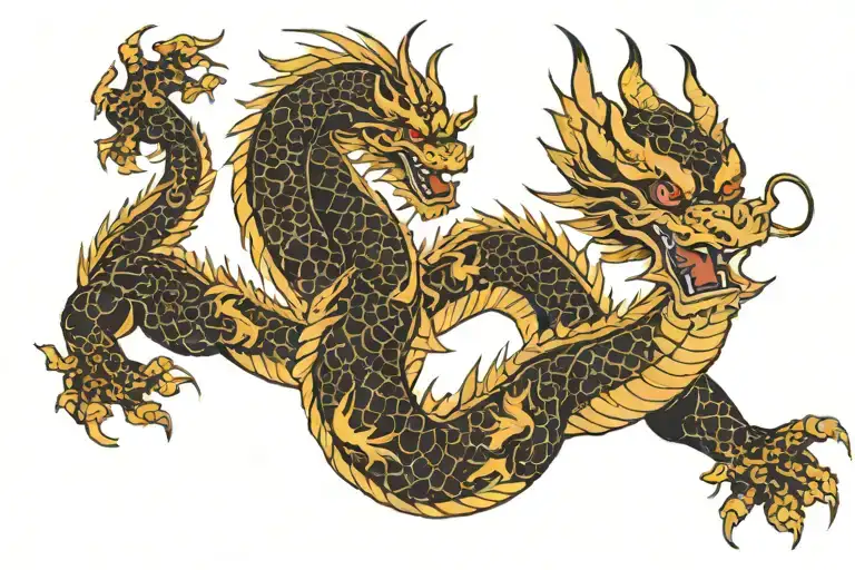 Fully Black Japan Dragon Without Wings