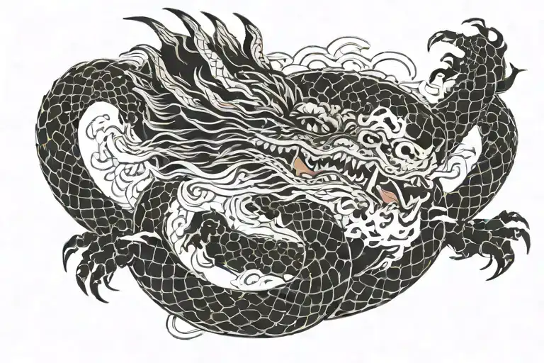 Full Black Japan Dragon Without Wings