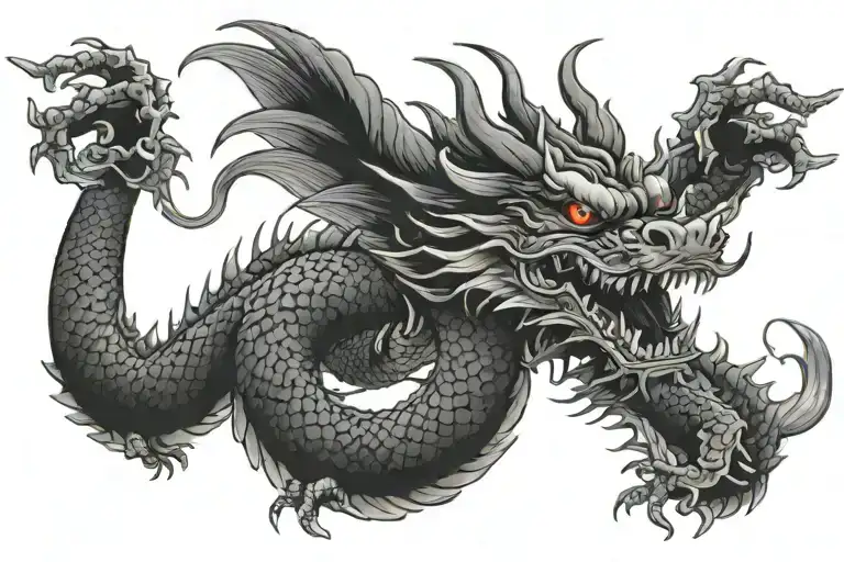 Full Black Japan Dragon Without Wings