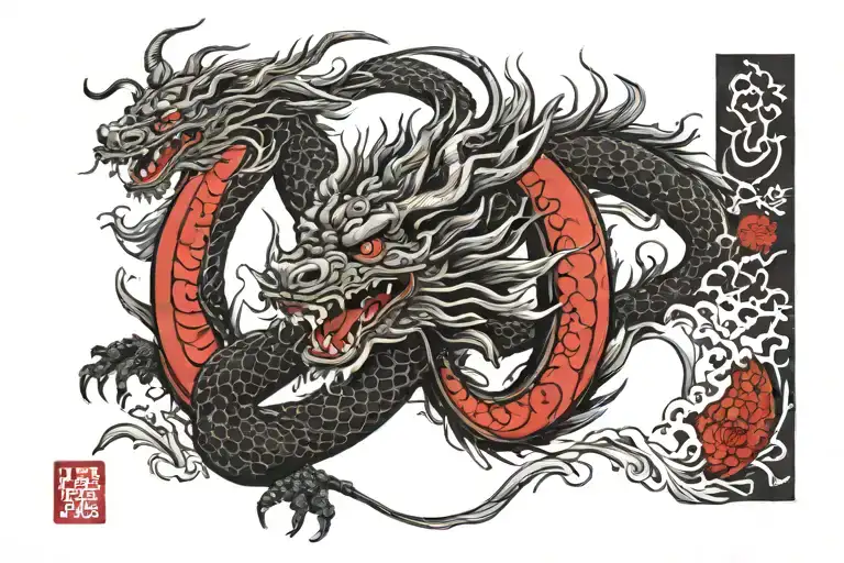 Full Black Japan Dragon Without Wings