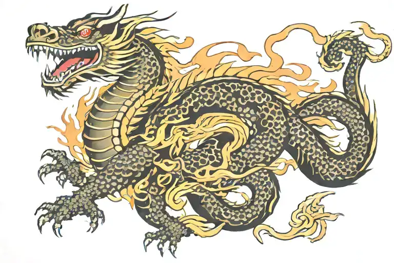 Full Black Japan Dragon Without Wings