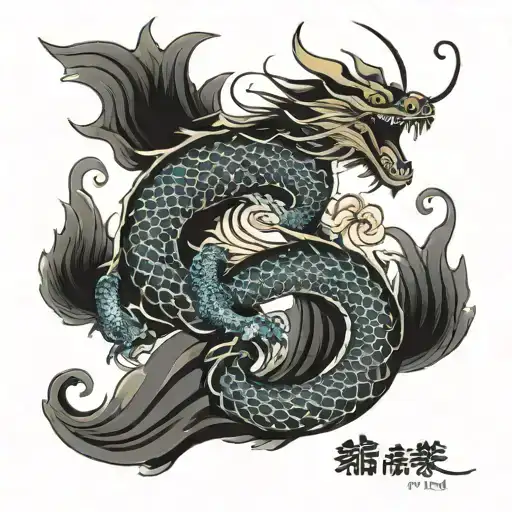 Dragon And Oni And Koi Fish Yin
