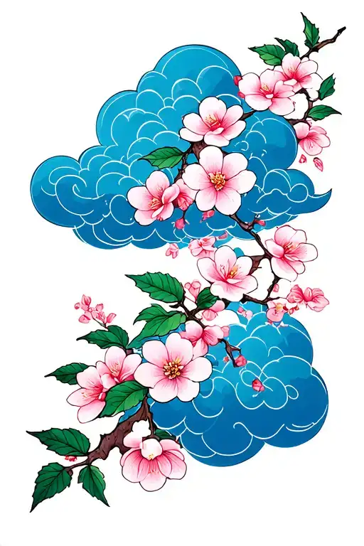 Cloud Japanese Leafs Cherry Blossom