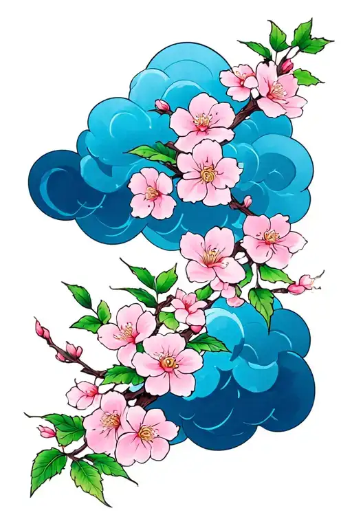 Cloud Japanese Leafs Cherry Blossom