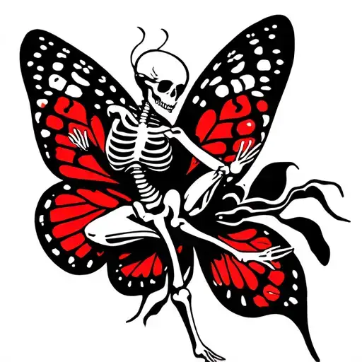 Skeleton Swimmer Swims In Butterfly Style