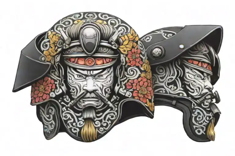 Samurai Warrior On Mtb Helmet