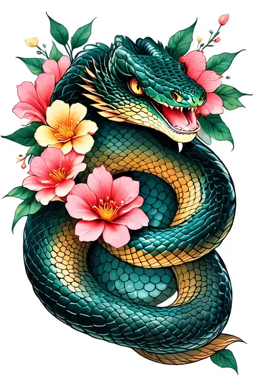 A Snake With Flowers Instead Of Scales
