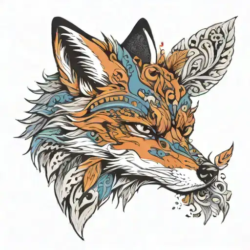 A Fox That Looks Powerful And Shows Strength And Has Refrences To Native American Stuff And Italian