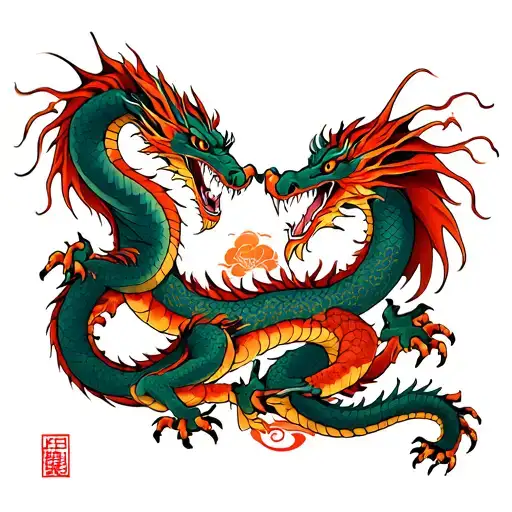 2 Dragons Fighting Each Other