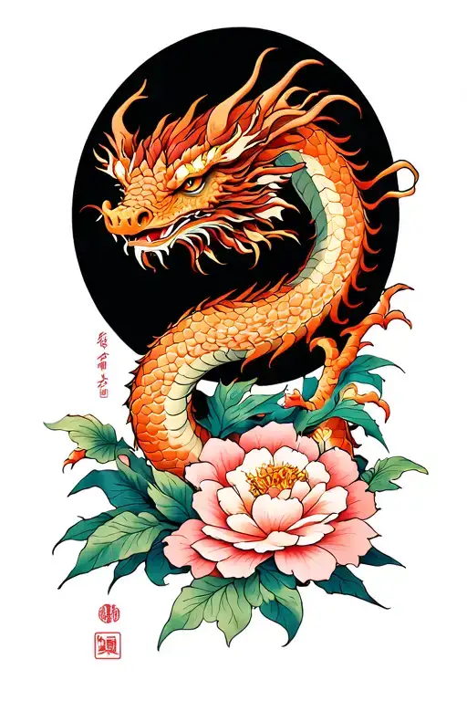 Dragon Wrapped Around A Flower